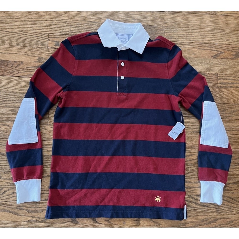 NWT Brooks Brothers Polo Men's XS‎ Long Sleeve Elbow Patch Striped Classic Fit